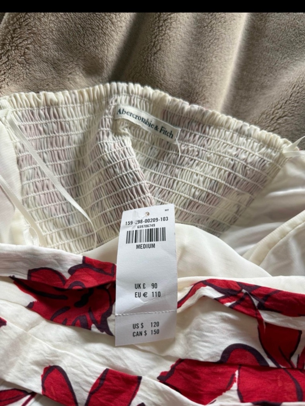 Abercrombie & Fitch White Maxi Dress with Red Floral Print - Picture 4 of 4